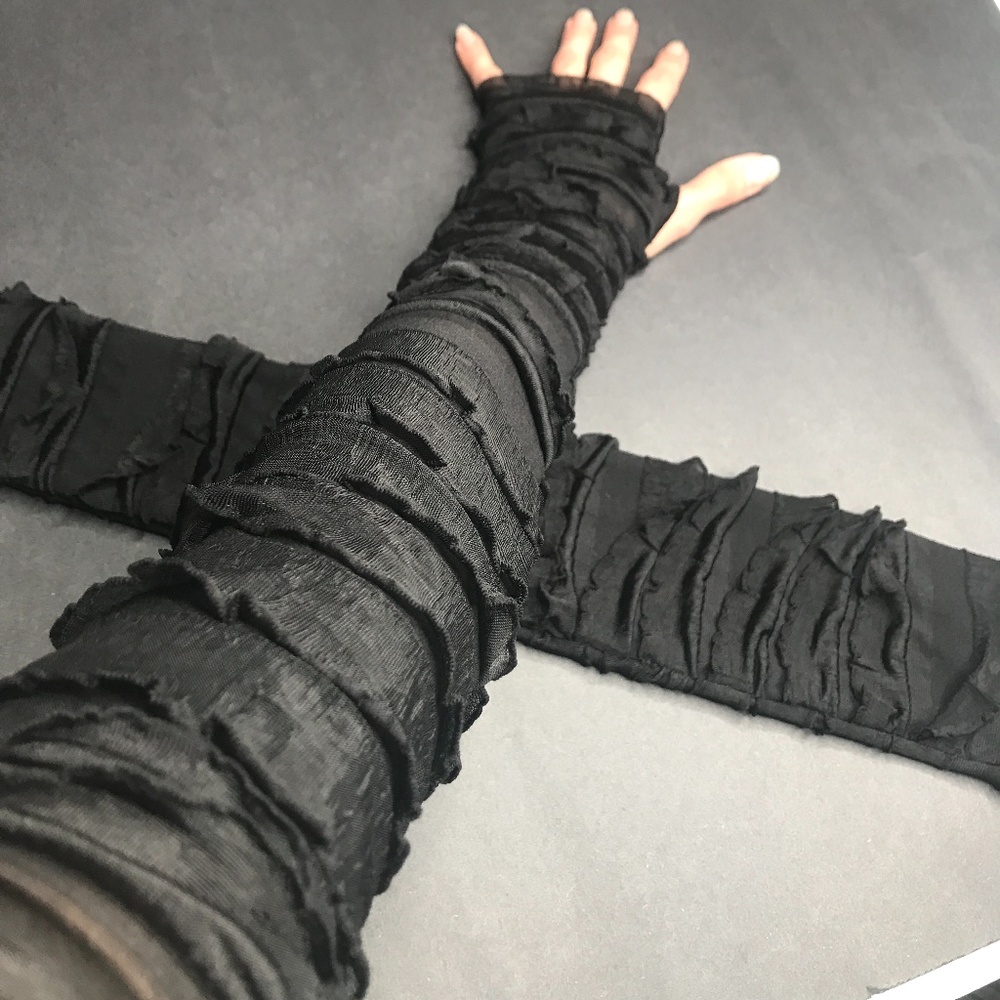 Black Mummy Arm Warmers Womens Bandage Gloves Ghost Halloween Costume Covers Psy